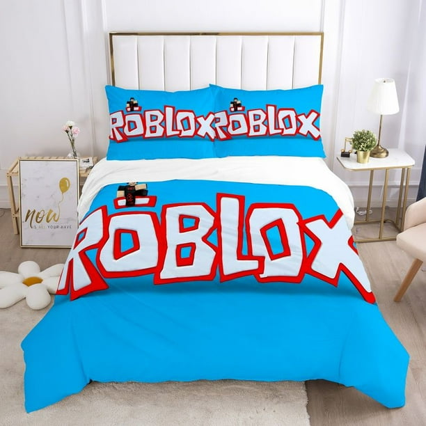 Juego de cuatro piezas de animación de mundo Virtual, Sábana Roblox circundante, funda de edredón para dormitorio de estudiantes, regalo para niñas y niños