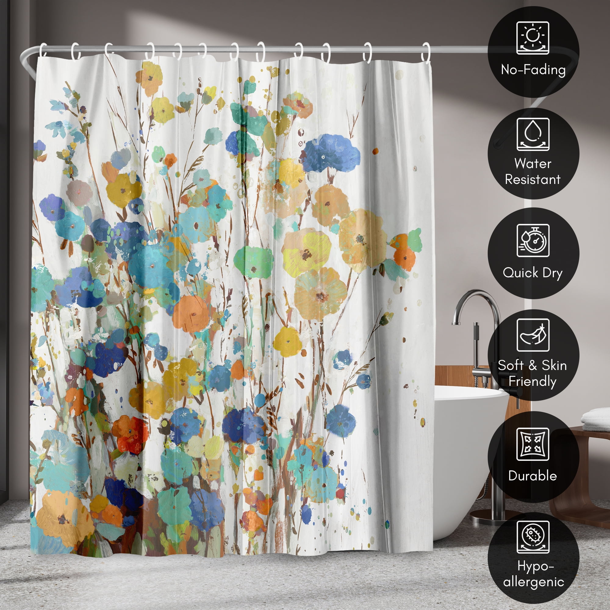 Americanflat 71" x 74" Shower Curtain, Spring Garden I by PI Creative Art