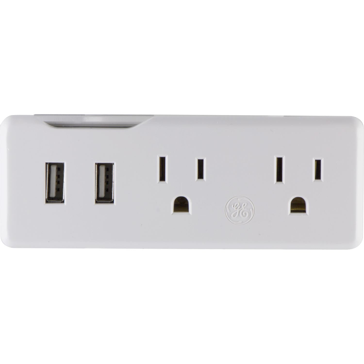 GE Pro 2-Outlet 2-USB Port Charging Station, White, 35805