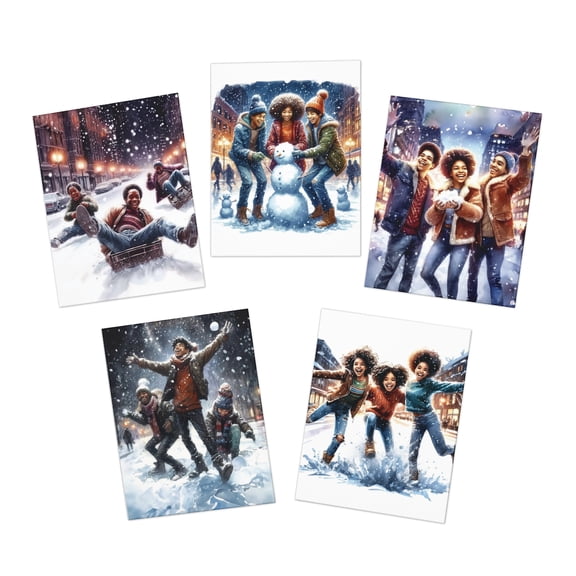 Frosty Friends Card Ensemble - Multi-Design Greeting Cards (5-Pack)