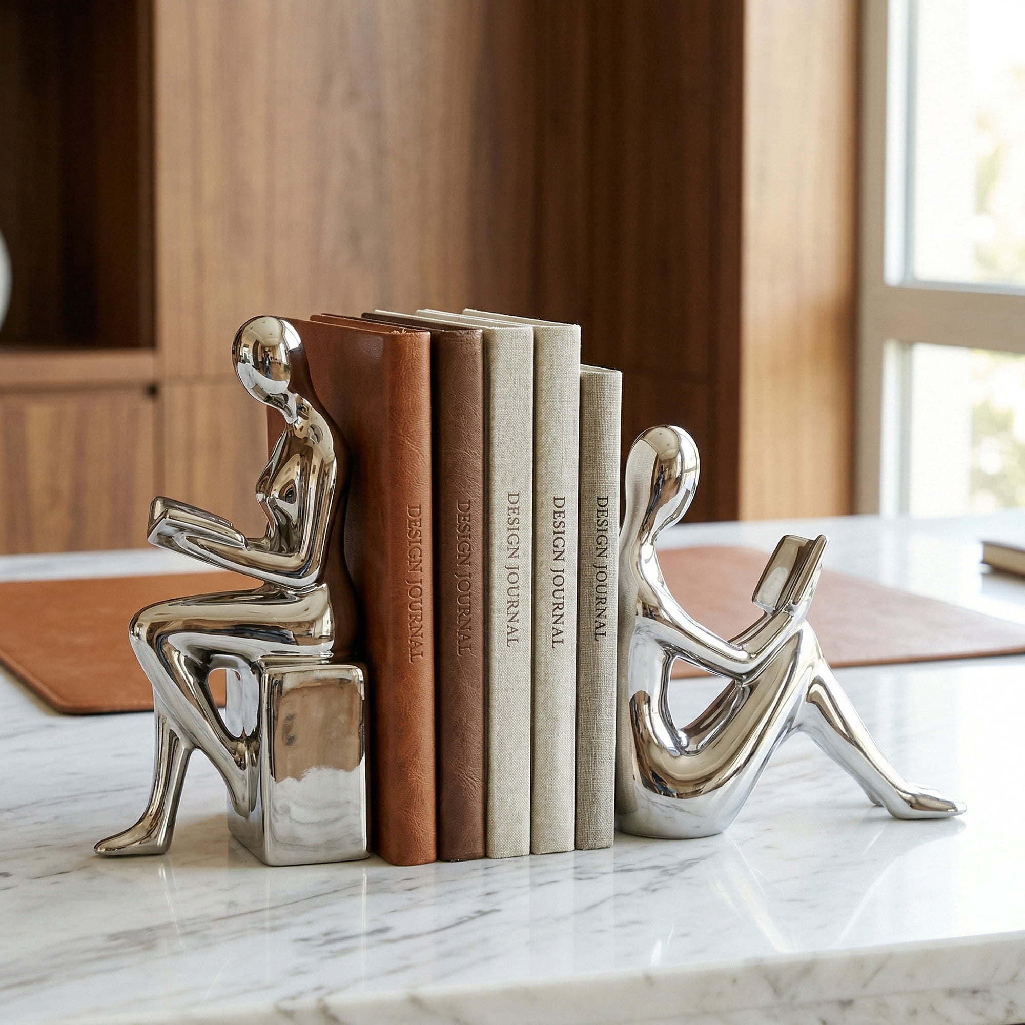 Unique Bargains Expandable Metal Bookends with Compartments Home 2 Pcs Silver