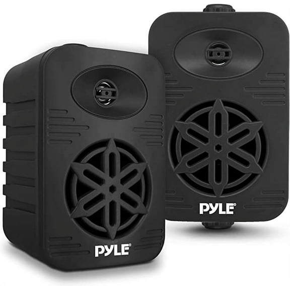 Pyle Indoor Outdoor Speakers Pair - 300 Watt Dual Waterproof 4” 2-Way Full Range Speaker System w/ 1/2” High Compliance Polymer Tweeter - in-Home, Boat, Marine, Deck, Patio, Poolside - PDWR45BK