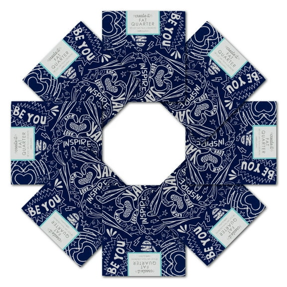 Create It 18"x21" Cotton Happy Precut Sewing & Craft Fabric, Blue 10 Pieces