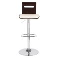 thumbnail image 4 of 42" White Leather with Wood Backrest and Adjustable Chrome Modern Base Barstool, 4 of 9