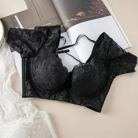 

NECHOLOGY Soft Rim Lace Push Up Adjustable Bra With Side Breasts Thin Half Sleeved Functional Bra Size E Bras for Women Underwear Black 85B