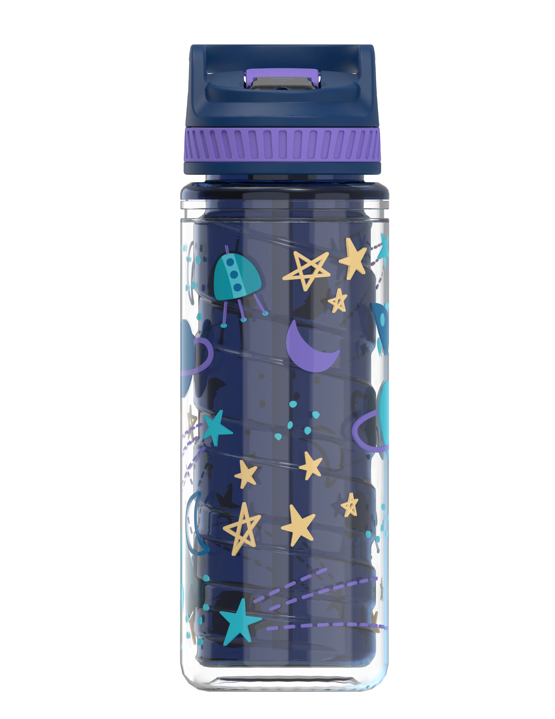Cool Gear 2-Pack 16 oz Kid's Twist Water Bottle with Double Wall, Sipper Lid and Finger Loop Cap with Printed Design | Great for School, Sports, Outdoors, and More - Cellestial/ Sea Life - image 2 of 3