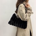 thumbnail image 1 of Bolso bandolera mullido para mujer, bolso de hombro suave y único para otoño invierno (negro), 1 of 6