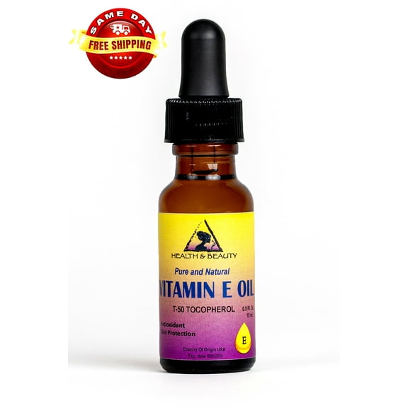 TOCOPHEROL T-50 VITAMIN E OIL ANTI AGING NATURAL PURE 0.5 OZ with GLASS DROPPER