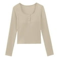 thumbnail image 2 of Women's Tops Long Sleeve Under $10 Summer Long Sleeve Round-Neck Comfy Regular Tank Tops, 2 of 6