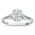 thumbnail image 2 of Star K � Oval 8x6 Genuine White Topaz Split Shank Three Stone Engagement Promise Ring, 2 of 9