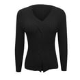 thumbnail image 6 of AUNVITO Womens V Neck Sweater Cross Front Solid Long Sleeve Knit Pullover Fall Winter Outfit, 6 of 6