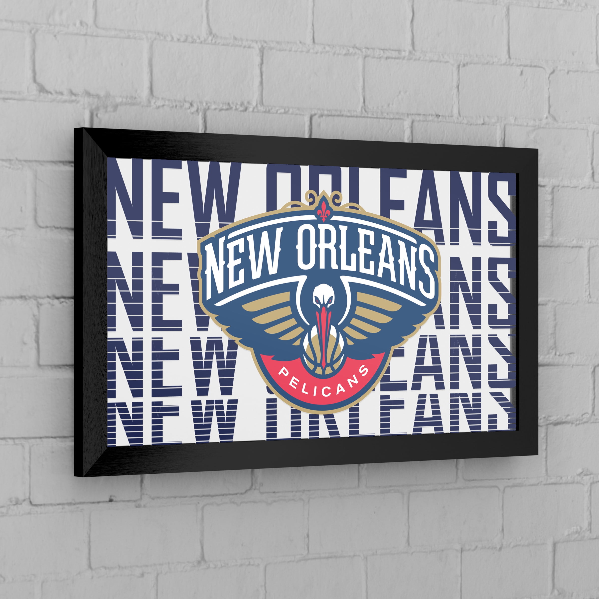 New Orleans Pelicans City Ready-To-Hang Black Framed Wall Mirror