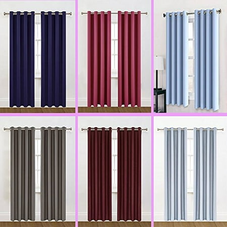 63 Inchl Drapes - 2 Panels 63 Inch Long Sewing Grommets Blackout Curtains Thermal Insulated Window Treatment Drapes For Living Room, Bed Room, Theater, Hotel