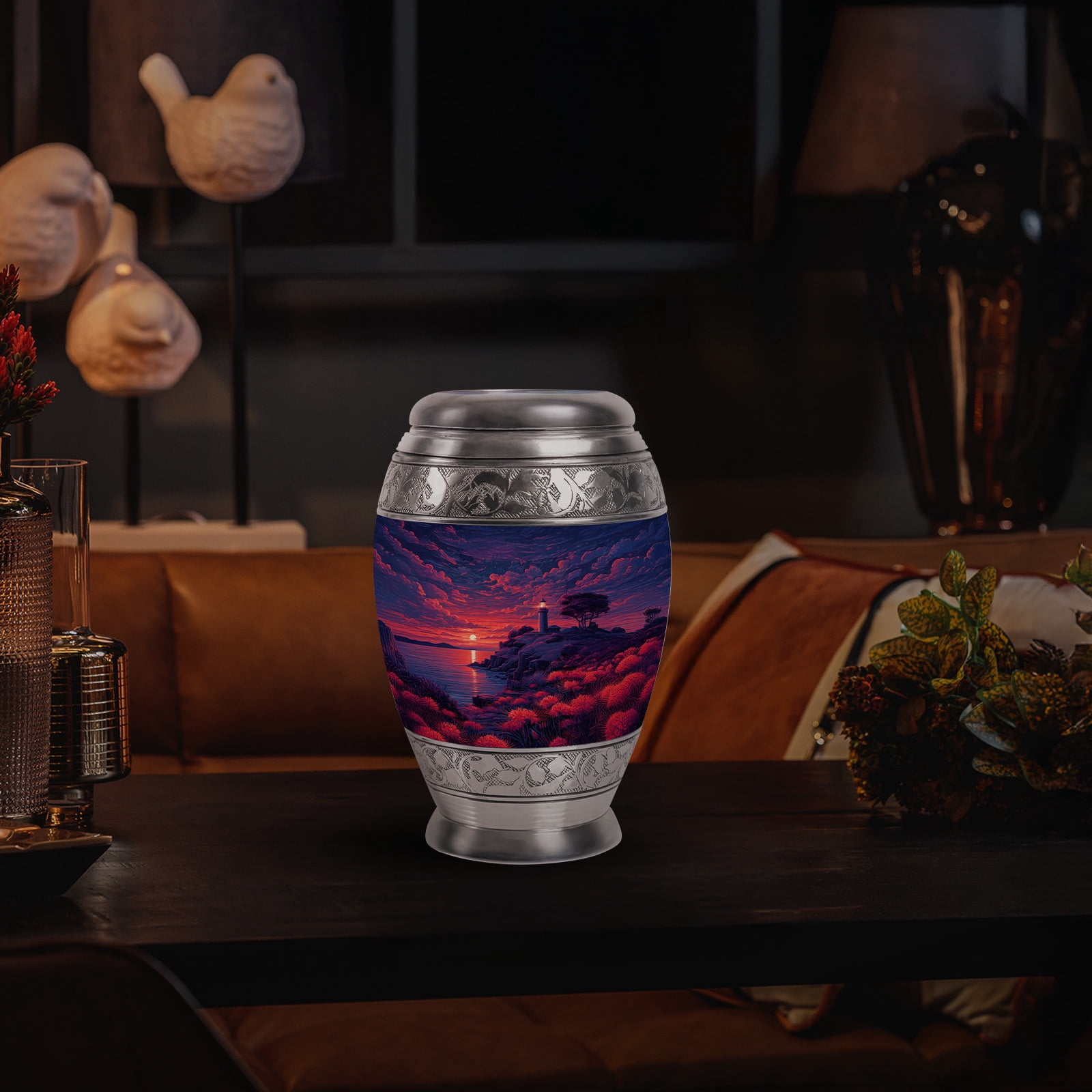 Yatskia Sunset Lighthouse Mini Funeral Urns for Human Ashes Adult Male and Female, Small Cremation Urn for Adult Ashes, (Monar 3 Inch, Pack of 1)