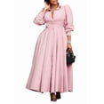 thumbnail image 2 of Women'S Plus Size Long Sleeve Maxi Shirt Dress Elegant Button Down Loose Swing Party Dress Light Pink S, 2 of 10