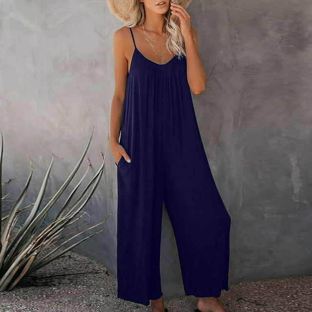 LSLJS Combinaison à Bretelles pour Femme Été Nouveau Style Couleur Unie Poche Combinaison Décontractée Femme