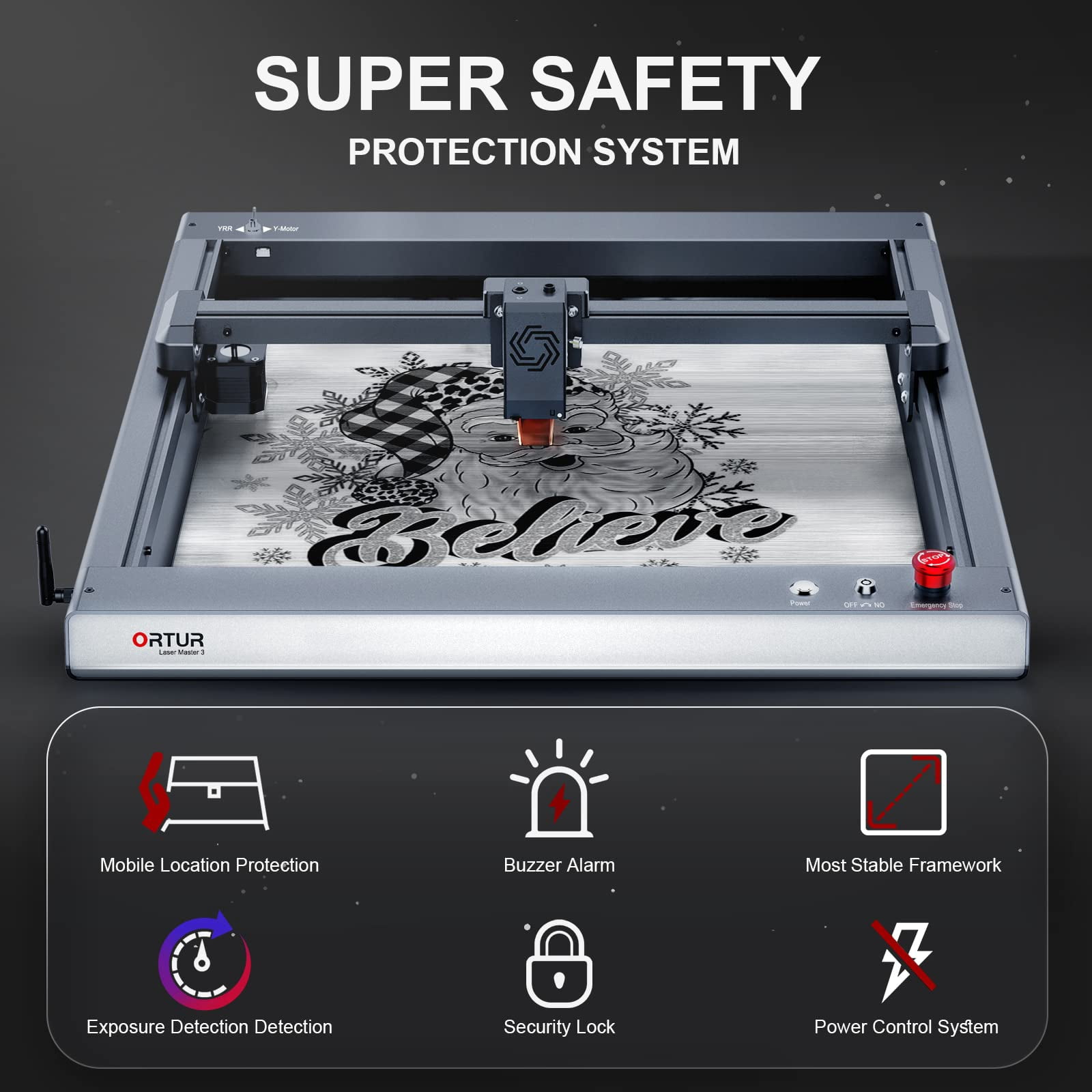 Laser Engraver, ORTUR Laser Master 3, 10000mW Higher Accuracy Ortur Laser Cutter, 20000mm/min Engraving Speed and App Control Laser Cutter for Wood and Metal