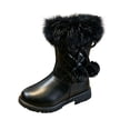 thumbnail image 3 of BXJX Girls Snow Boots, Zipper Fleece Lined Warm Outdoor Winter Shoots Black Size 1 Big Kids, 3 of 10