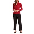 thumbnail image 2 of INSPIRE CHIC Chemise Élégante à Manches Longues Col en V pour Femmes P Rouge, 2 of 5
