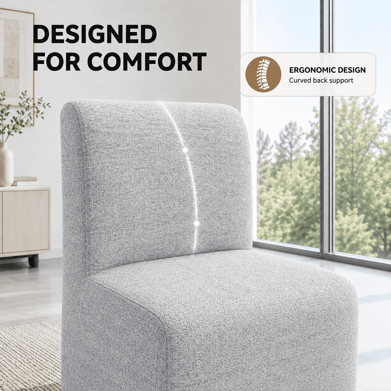 Aenkyo Dining Chairs with Casters, Set of 2, Upholstered Rolling Side Chairs, Feather Gray