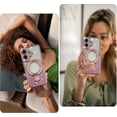 thumbnail image 4 of Funda magnética con purpurina para iPhone 17 [compatible con MagSafe], con brillantes diamantes de imitación y soporte, de lujo, a prueba de golpes y con protección para cámara, 4 of 6