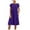 Purple, variant on Kureaily 2024 Fashion Summer OL Temperament Women's Cotton And Linen Round Neck A Line Skirt Plus Size Loose Dress
