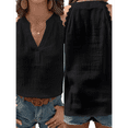 thumbnail image 3 of Blusa Elegante de Oficina con Cuello en V y Muesca para Mujer, Sin Mangas, con Encaje de Guipur. Negro L, 3 of 7