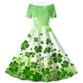 thumbnail image 4 of Xdegoge St. Patrick's Day Girls Dresses A Line Clover Print Vintage Dress with Collar and Short Sleeves Irish Holiday Gown, 4 of 6