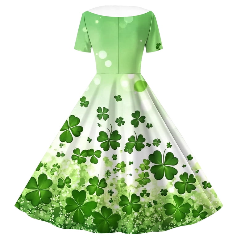 slim fit dress slacks St. Patrick's Day Shamrock Green Smocked Bishop Dress main image 0