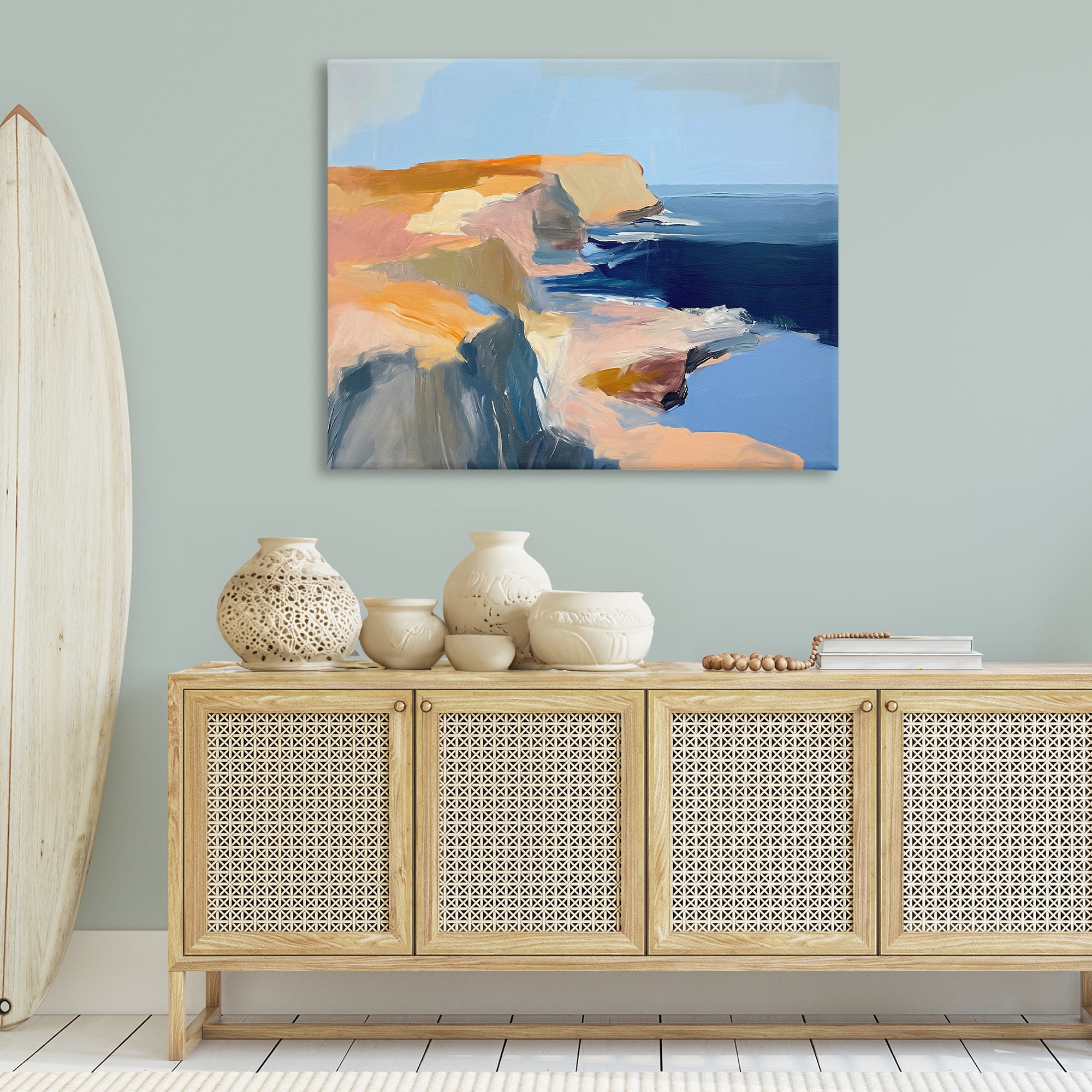 Stupell Industries Rugged Cliffs Coastline Coastal Painting Gallery Wrapped Canvas Art Print Wall Art, 48 x 36