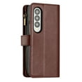 thumbnail image 3 of SaniMore Wallet Case for Samsung Galaxy Z Fold 4, RFID Blocking PU Leather Zipper Handbag Purse Flip Cover, Kickstand Folio Case with Card Slot Wrist Strap Lanyard for Samsung Z Fold 4, Brown, 3 of 8