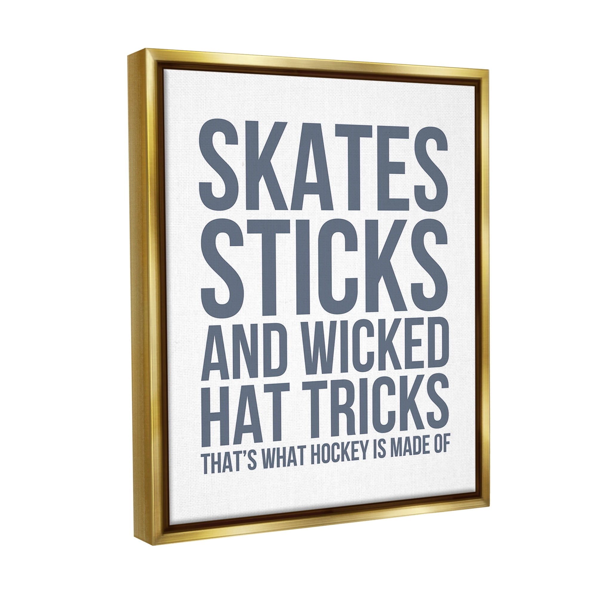Stupell Industries What Hockey Is Made Of Sports Painting Gold Floater Framed Canvas Art Print Wall Art, 17 x 21