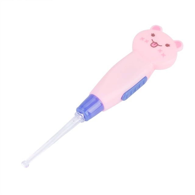 Linterna LED de dibujos animados, removedor de cerumen con pinzas y herramienta limpiadora (gato rosa)