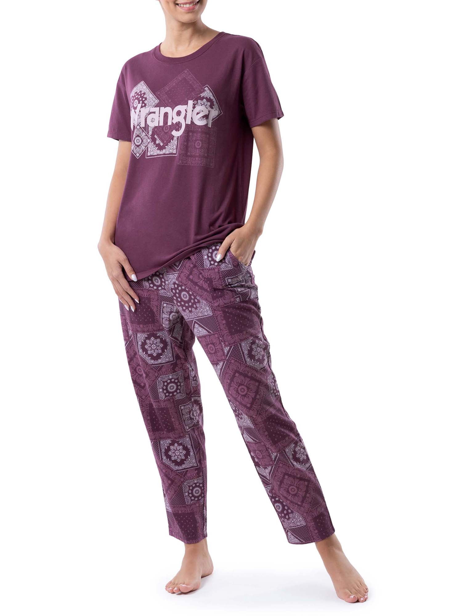 Wrangler Women's Short Sleeve Cotton Blend Pajama Set, Sizes S-4X