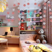 GOOHOCHY  Paper Pull Flower String Hanging Decoration Circle Garland Pink White