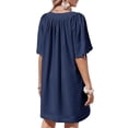 thumbnail image 3 of Women Summer Short Sleeve Dress Casual V Neck Flowing Mini Dress, 3 of 4