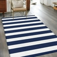 thumbnail image 4 of Navy Blue Striped 2.7x5 Area Rugs, Farmhouse Modern Blue Stripes Non-Skid Rubber Backing Large Rectangle Rugs - Living Room Bedroom Home Office, Indoor Floor Mat Carpets Washable Rug, 4 of 9