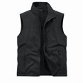 thumbnail image 4 of COSFO Fleece Mens Vests for Outdoors Full Zip Black Casual Jacket with Pockets Stand Colla Sleeveless Slim Fit Winter Jackets for Men, 4 of 5