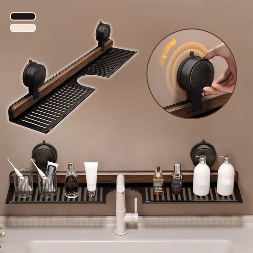 Faucet Rack for Bathroom Sink, Over-Faucet Organizer with Suction Cups, No Drill Removable Sink Shelf for Bathroom & Kitchen Storage