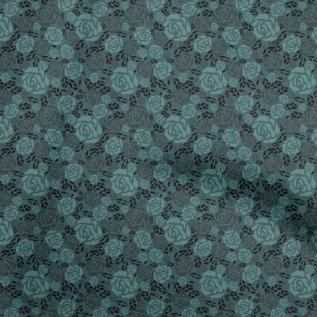 oneOone Rayon Dark Teal Green Fabric Abstract Floral Craft Projects Decor Fabric Printed By The Yard 56 Inch Wide