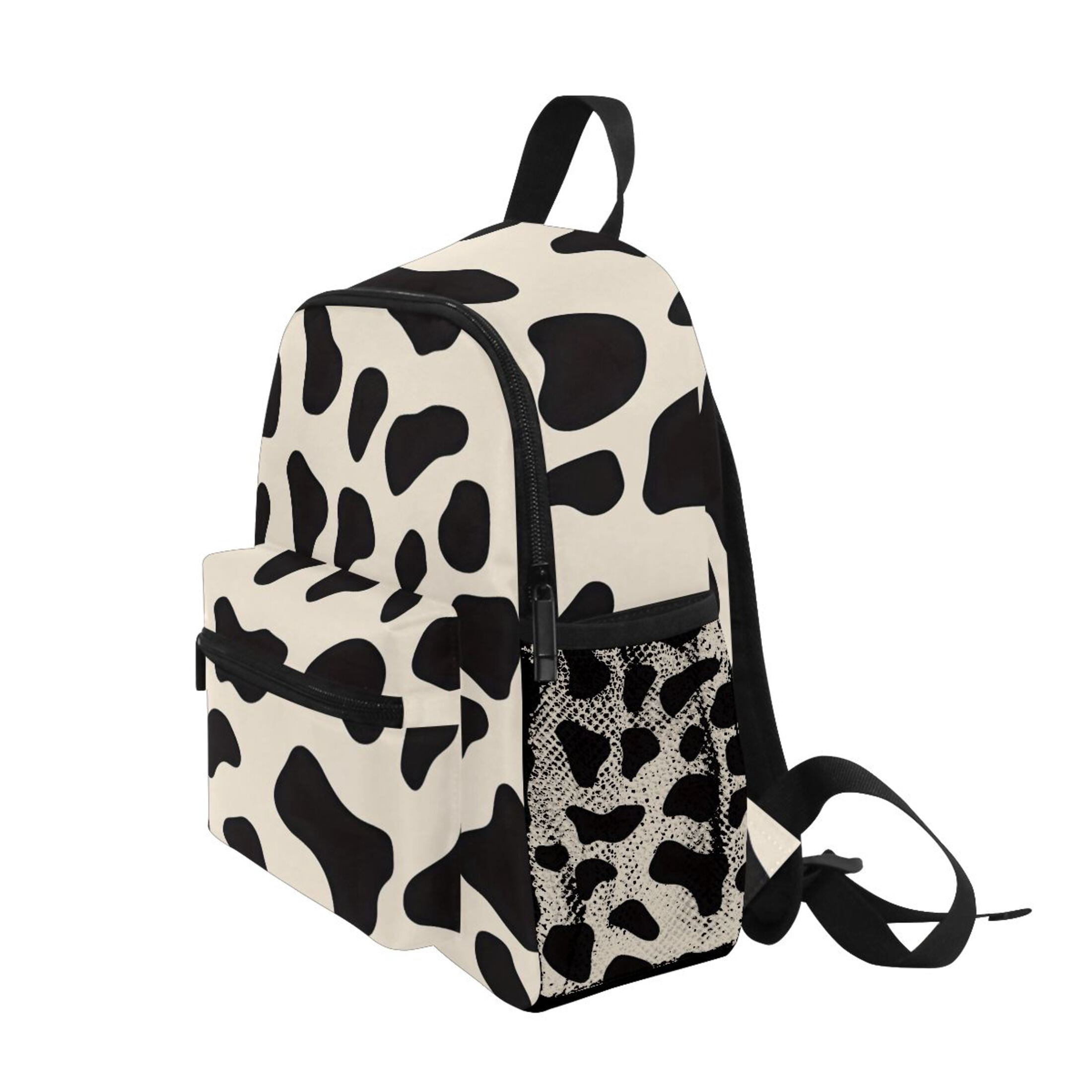 Cow Print Pattern Mini Backpack Cute Small Backpack with Chest Strap and Whistle Ages 3-8