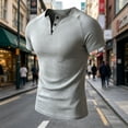 thumbnail image 6 of UVEASISHA Mens Muscle Henley Shirts Slim Fit Short Sleeve Workout T-Shirt Button Up Casual Gym Athletic Shirts Lightweight Breathable Collarless T Shirt Gray M, 6 of 6