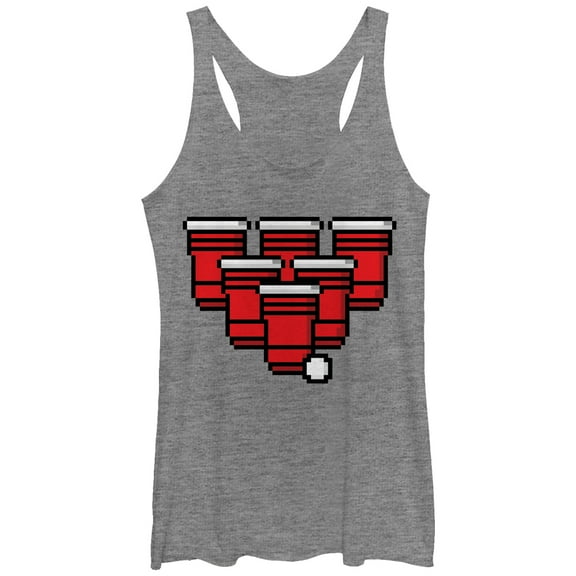 Women's Lost Gods Pixel Pong Racerback Tank Top Gray Heather Medium