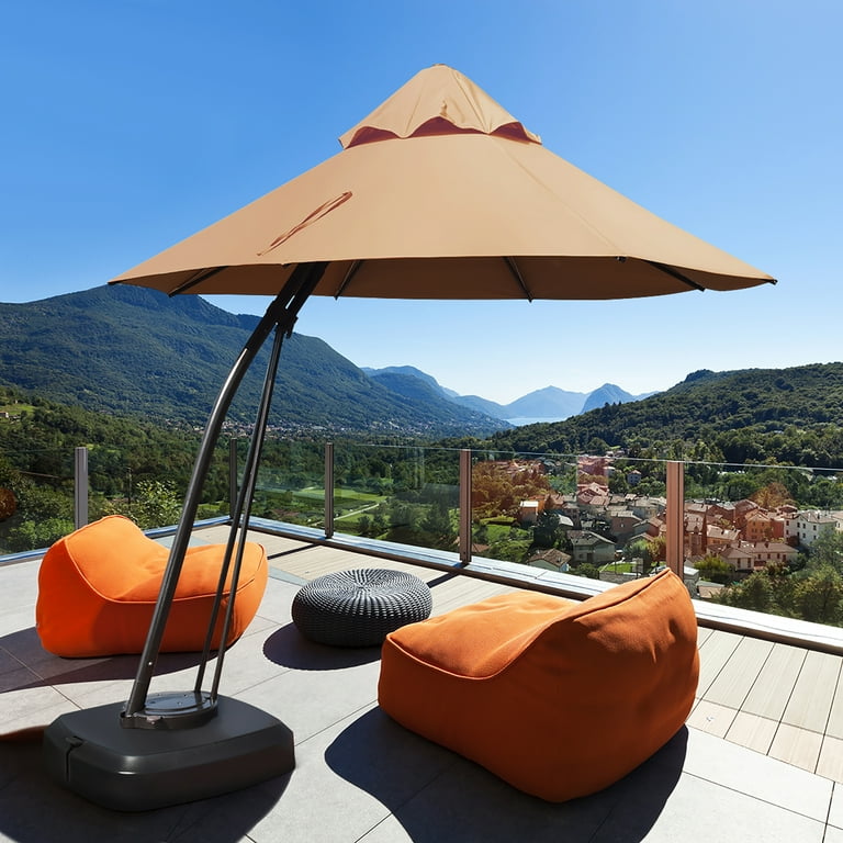 desk patio umbrella OLILAWN 10ft Cantilever With Base – Upgraded Fade-Resistant Fabric, Easy Tilt, For Deck, Pool quality fabric blocks harmful UV rays and resists water Outdoor Umbrella Stand For Umbrella