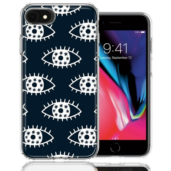 MUNDAZE For Apple iPhone 7/8/SE Starry Evil Eyes Design Double Layer Phone Case Cover