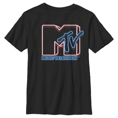Boy's MTV Vision Doubled Logo Graphic Tee Black Medium