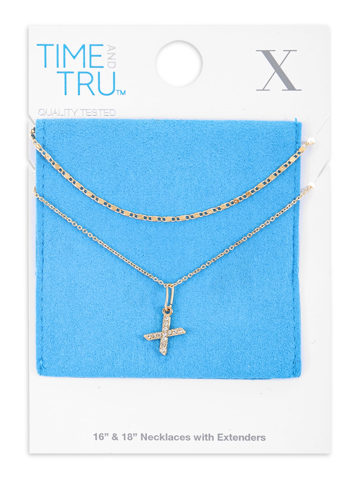 Time and Tru Goldtone Initial Letter Necklace Set for Women, 2 Piece Set