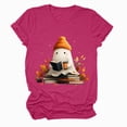 thumbnail image 4 of TOWED22 Halloween Teacher Shirts for Women Groovy Read More Books Ghost T-Shirt Short Sleeve Halloween Party Tee Tops(Hot Pink,L), 4 of 5