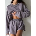 thumbnail image 4 of Women 2 Piece Outfits Sweat Shorts Sets Oversized Casual Lounge Matching Set Sweatsuit Tracksuit Fall Clothes  L, 4 of 5