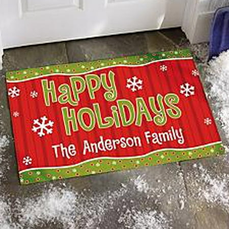 Happy Holidays Door Mat - Personalized Happy Holidays Doormat, 24